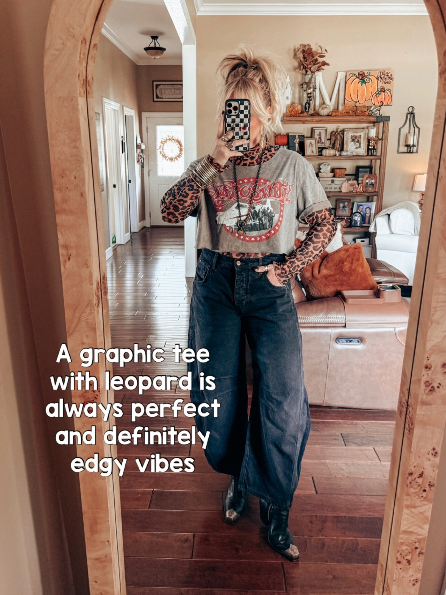 I cropped this tee from Sam’s. Love it over this leopard mesh top. My jeans are true to size. 
✨my necklace & earrings are @twistedsilver save with code MANDIE20  

#LTKOver40 #LTKFindsUnder100 #LTKStyleTip