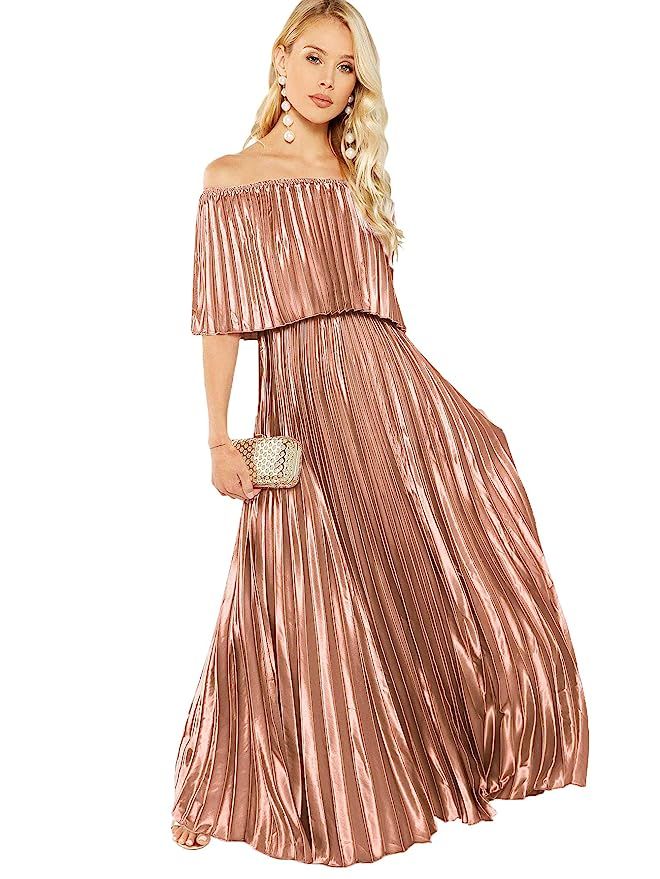 Milumia Women's Off The Shoulder Layered Ruffle Party Maxi Dress | Amazon (US)