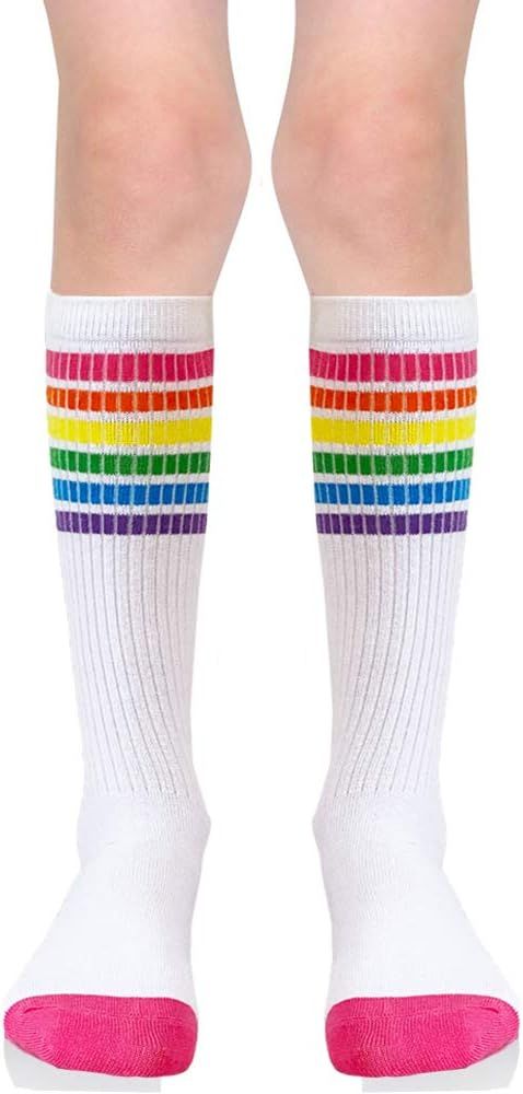 juDanzy Baby, Toddler & Kids Knee High Stripe Tube Socks For Boys & Girls With Grips | Amazon (US)