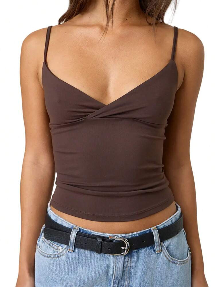 Women Y2k Spaghetti Strap Camisole Crop Tank Top Cami Tops Floral Print Sleeveless V Neck Solid Color Slim Fit Backless Vest Going Out Tops Clubwear Streetwear Summer Outfit Aesthetic Clothes | SHEIN