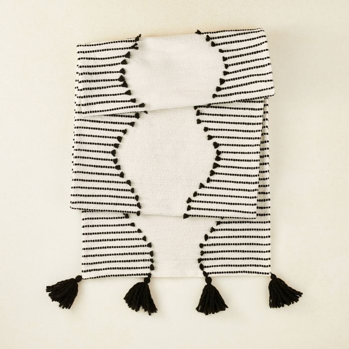 72" x 14" Cotton Jacquard Table Runner with Tassels Black/White - Opalhouse™ designed with Jung... | Target