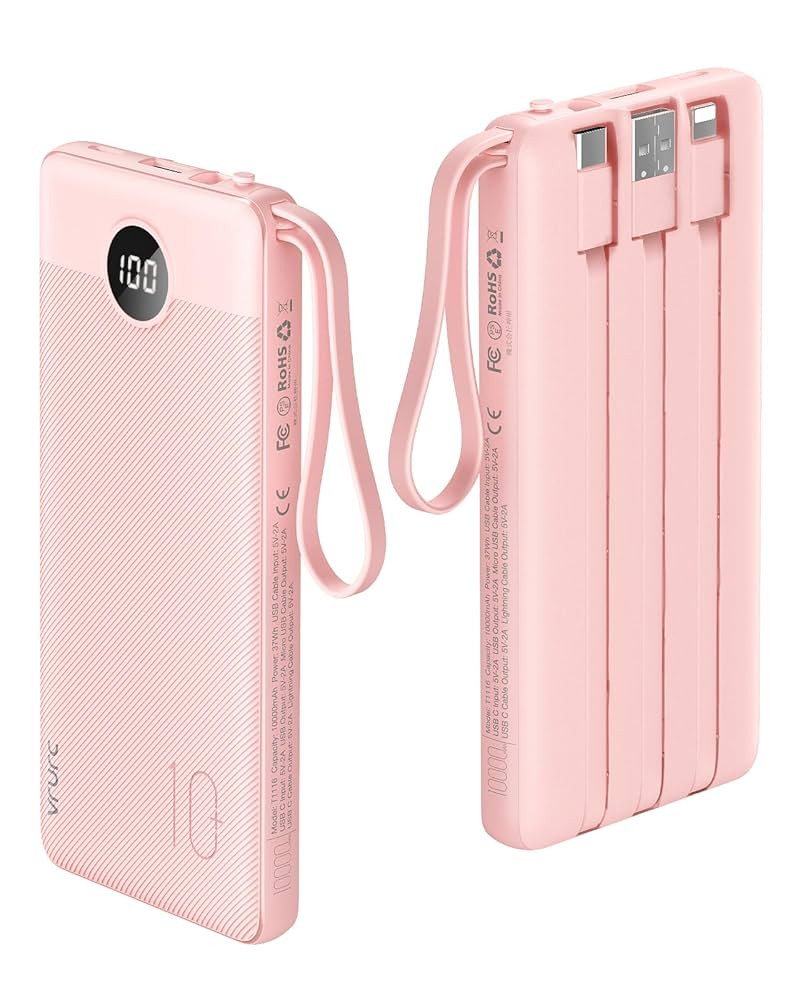 VRURC Portable Charger Power Bank, 10000mAh Travel Essentials Battery Pack, 5 Outputs 2 Inputs Sl... | Amazon (US)