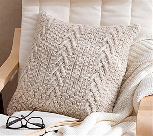 ANDUUNI Decorative Cotton Knitted Pillow Case Cushion Cover Double-Cable Warm Throw Pillow Covers... | Amazon (US)