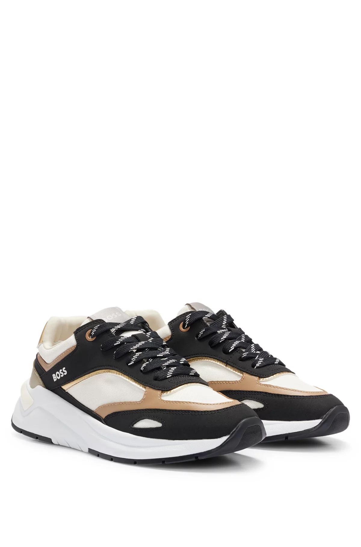 Mixed-material trainers with metallic details | Hugo Boss (US)