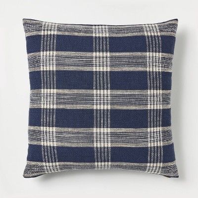 Woven Plaid Square Throw Pillow with Zipper Pull Navy Blue - Threshold™ designed with Studio Mc... | Target