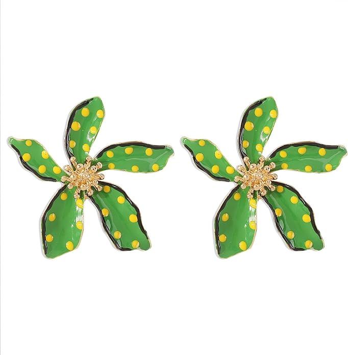 Simple Cute Petal Flower Large Earrings for Women Girls,Lightweight Enamel Drop Oil Flower Earrin... | Amazon (US)