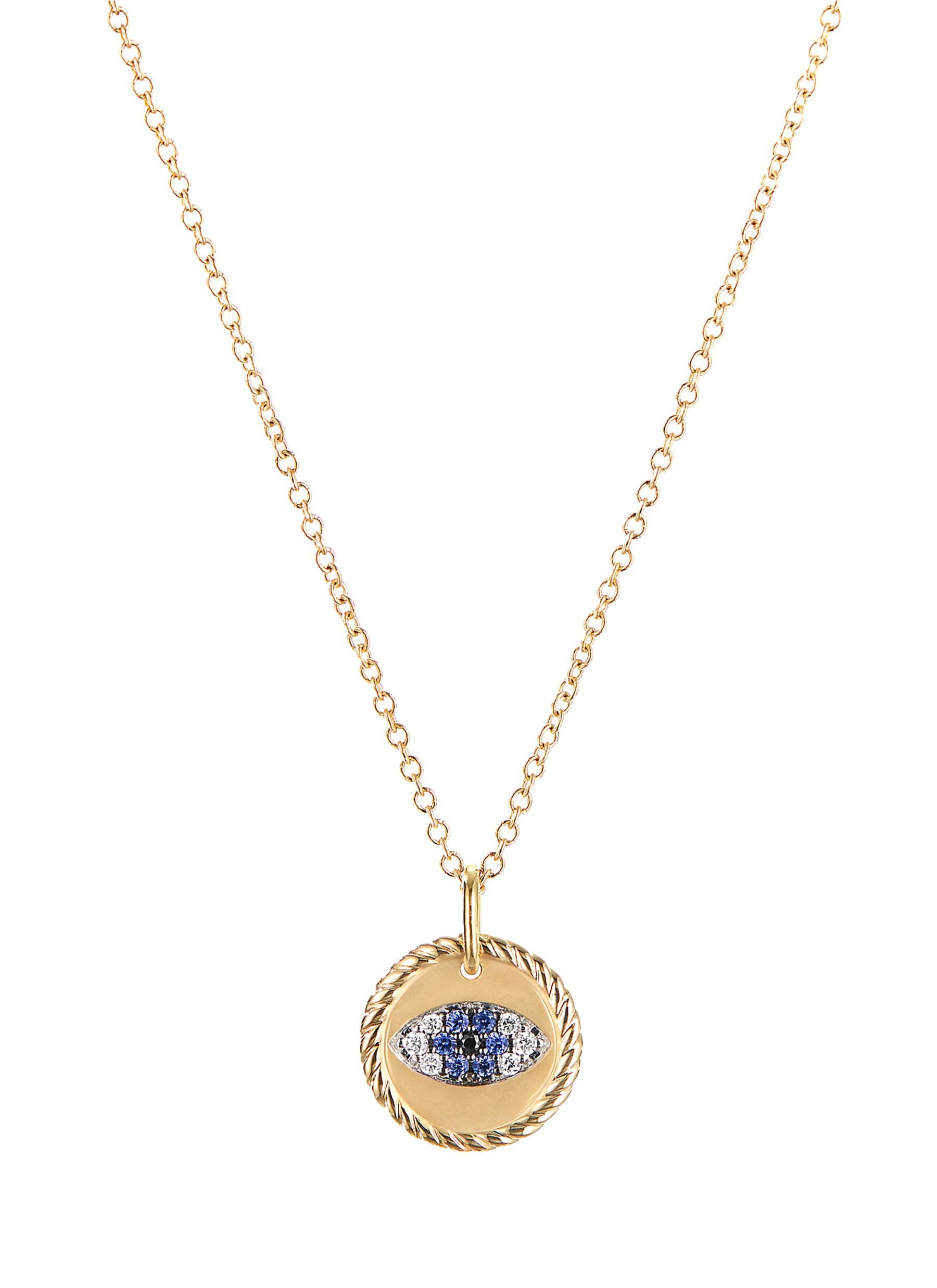 Diamond sapphire evil eye pendant necklace | Lane Crawford (US)