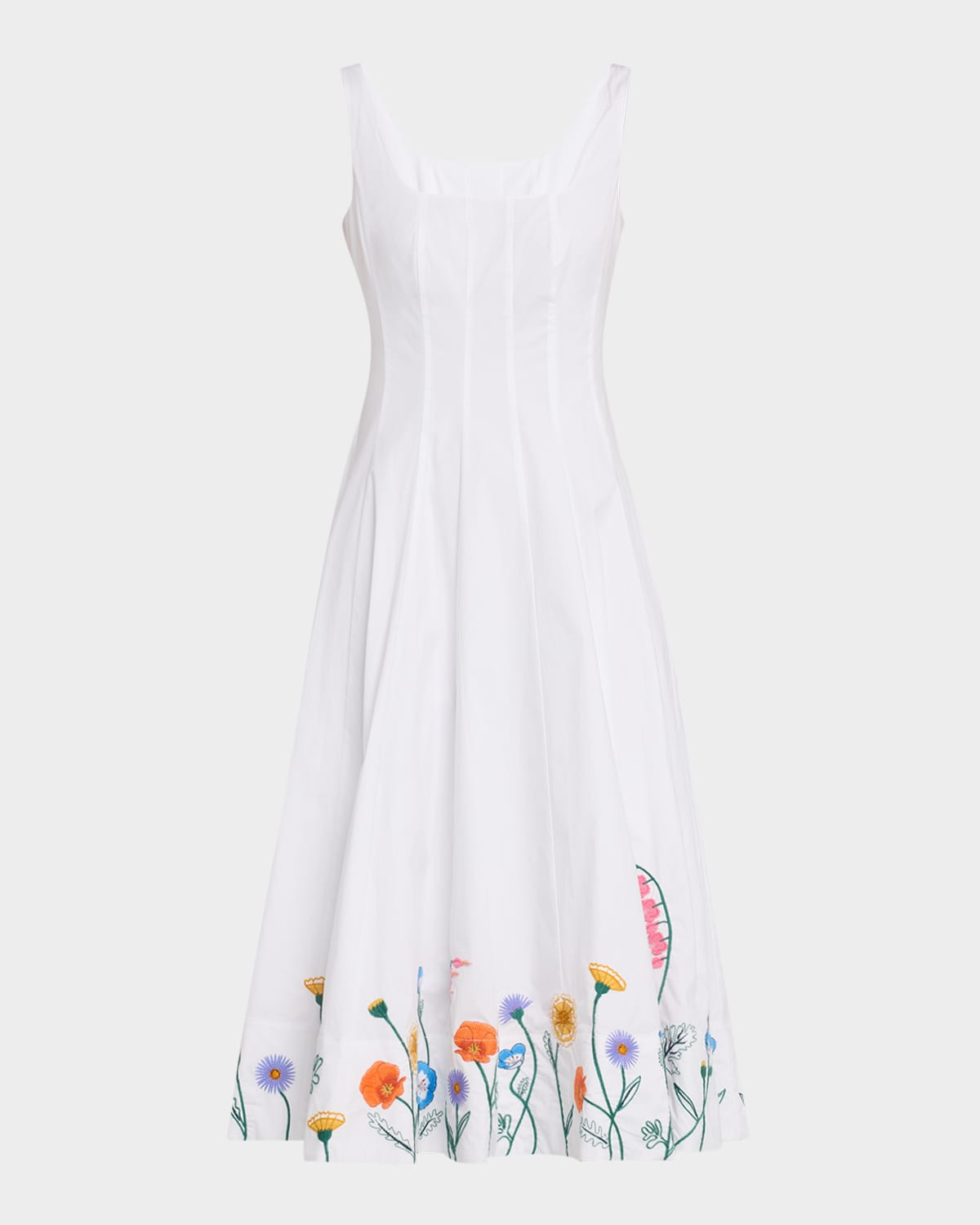 Wells Floral-Embroidered Midi Dress | Neiman Marcus