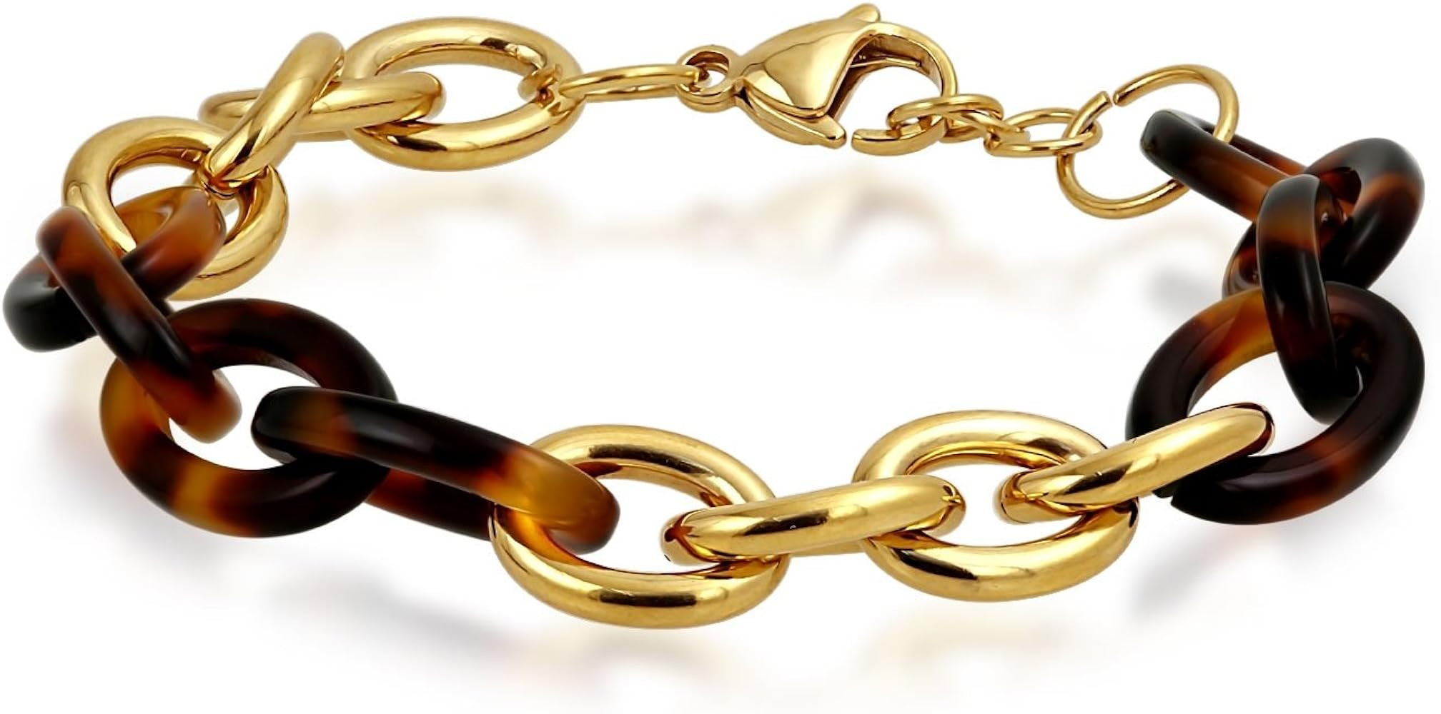 Bling Jewelry Fashion Statement Brown Golden Acrylic Marbled Leopard Tortoise Shell Oval Chain Li... | Amazon (US)