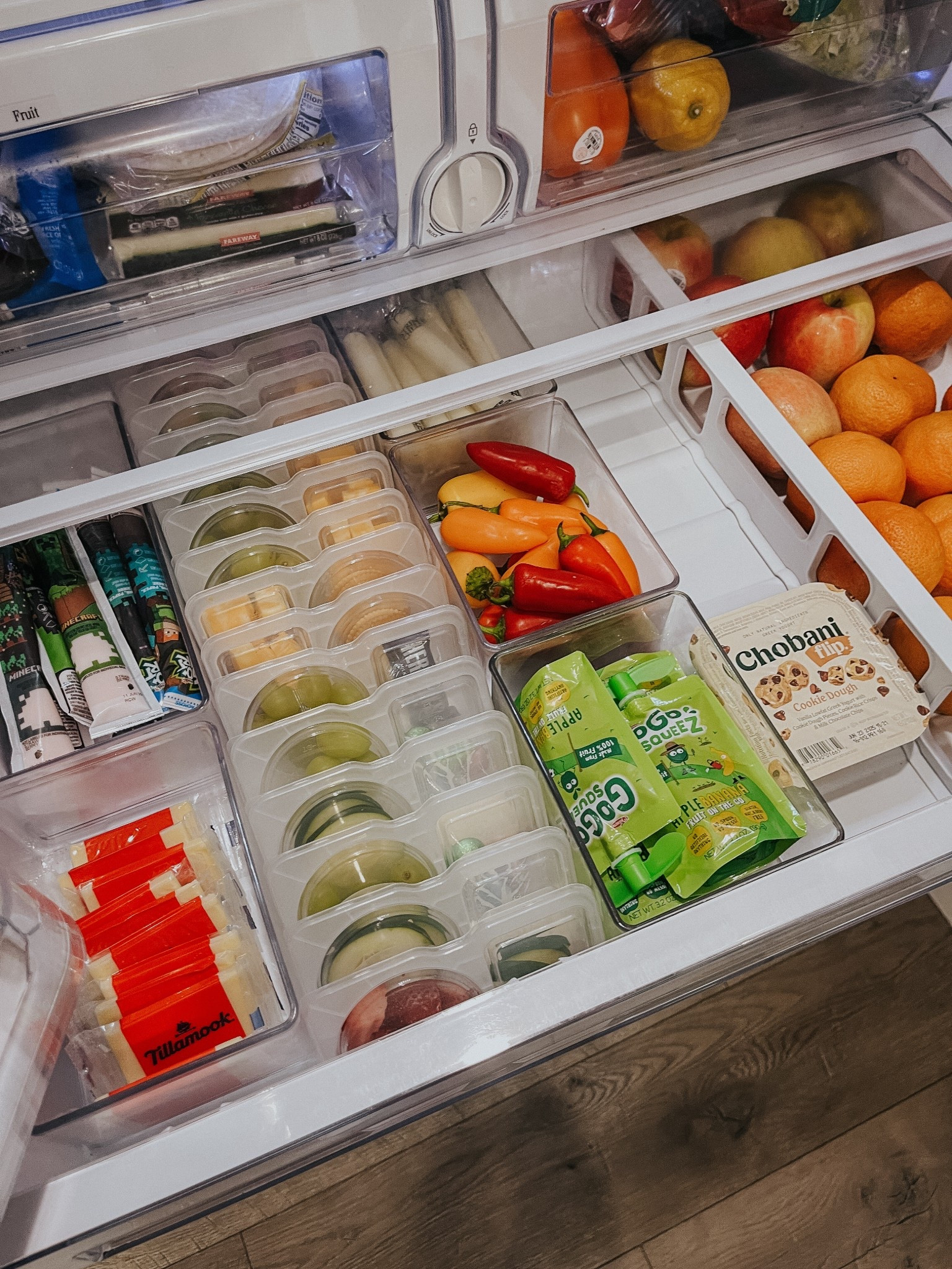 Back to school fridge organization! These snack containers have t o compartments and are so great for stocking the fridge with grab and go snack  

#LTKKids #LTKFamily #LTKHome