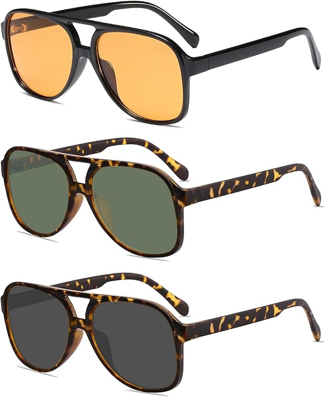 YDAOWKN Retro Aviator Sunglasses for Womens Mens Large Frame Classic 70s Vintage Sunglasses Aviat... | Amazon (US)