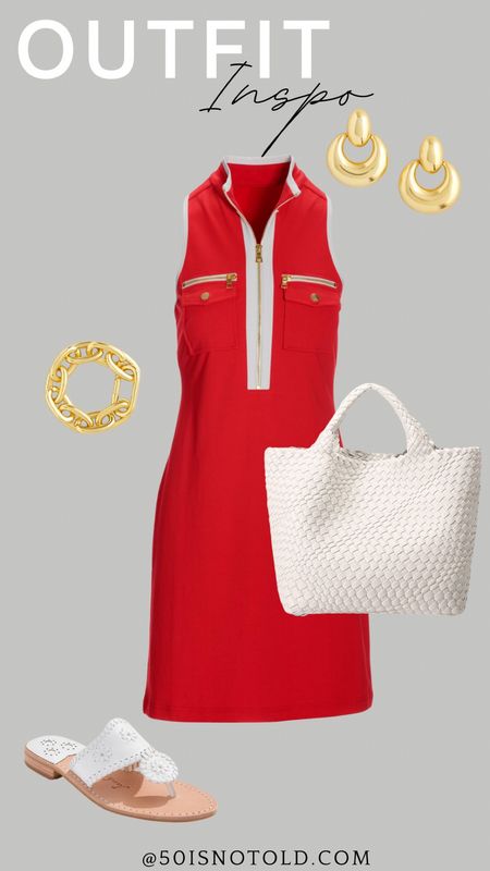 Womens red zip dress for Summer! This would be a perfect vacation dress and you could style it with sandals or sneakers. 

#LTKTravel #LTKFindsUnder50 #LTKStyleTip
