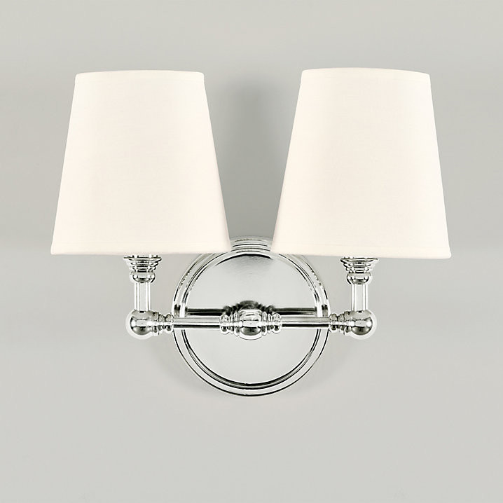 Amelie Sconce with Classic Iron Finish & White Fabric Shade for Indoor Damp Locations | Ballard Designs, Inc.