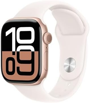 Apple Watch Series 10 [GPS 42mm case] Smartwatch with Rose Gold Aluminium Case with Light Blush S... | Amazon (US)