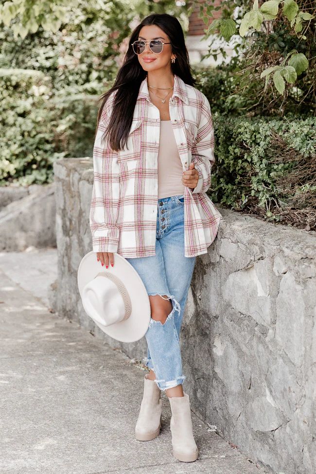 Be Uniquely You Pink And Brown Plaid Shacket | Pink Lily