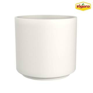 13 in. Eloise Medium Modern White Ceramic Cylinder Planter (13 in. D x 11.4 in. H) with Drainage Hole | The Home Depot
