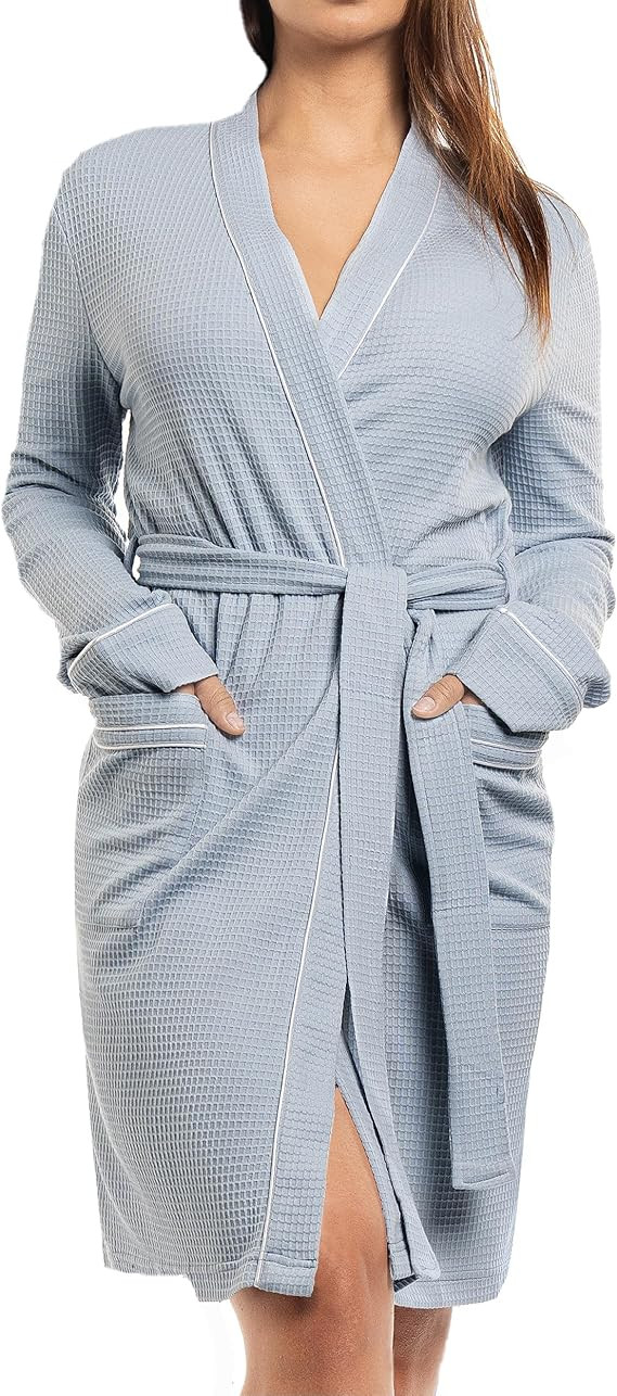NY Threads Women's Robe Soft Knit Waffle Bathrobe Lightweight Knee-Length Loungewear | Amazon (US)
