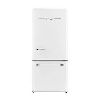 Classic Retro 30 in 17.7 cu. ft. Frost Free Retro Bottom Freezer Refrigerator in Marshmallow Whit... | The Home Depot