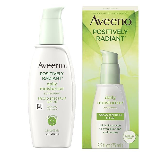 Aveeno Positively Radiant Daily Facial Moisturizer with Total Soy Complex and Broad Spectrum SPF ... | Amazon (US)
