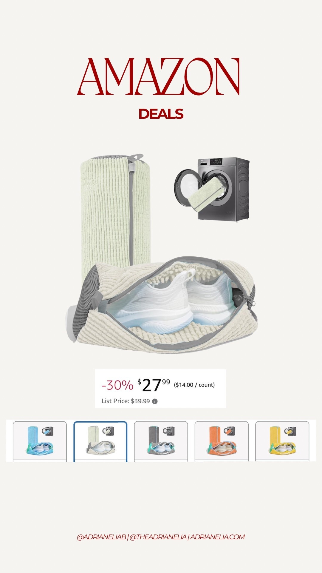 Amazon must haves & DEALS
Sneaker / shoe bag for washing machine. Comes in multiple colors & is on sale!



#LTKSaleAlert #LTKGiftGuide