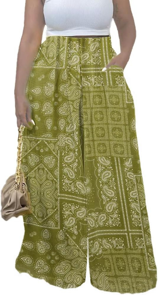 Women's Wide Leg Long Palazzo Pants High Waist Loose Fit Casual Flowy Pants Trousers with Pockets | Amazon (US)