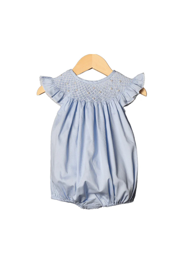Smocked Heirloom Blue Pique Pearl Bubble | The Smocked Flamingo