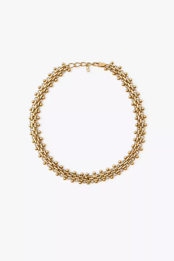 Metal link chain necklace with metal spheres. Lobster clasp closure. | Zara US