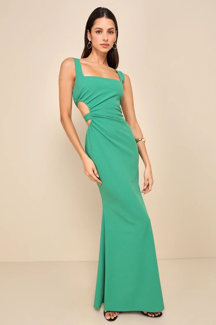 Perfect Marvel Green Sleeveless Cutout Mermaid Maxi Dress | Lulus