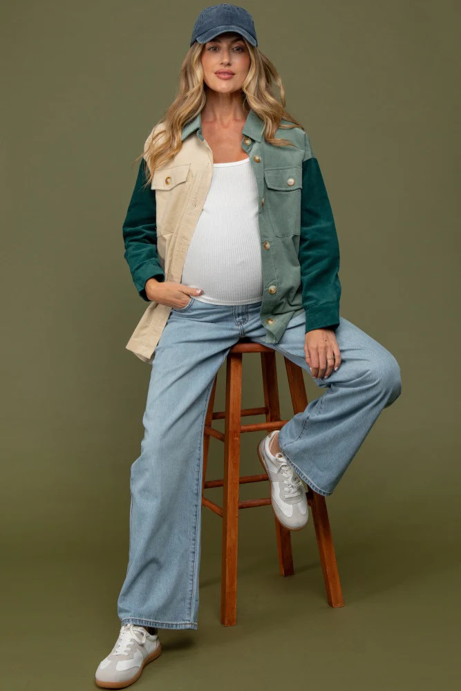 Light Blue Relaxed Wide Leg Maternity Jeans | PinkBlush Maternity