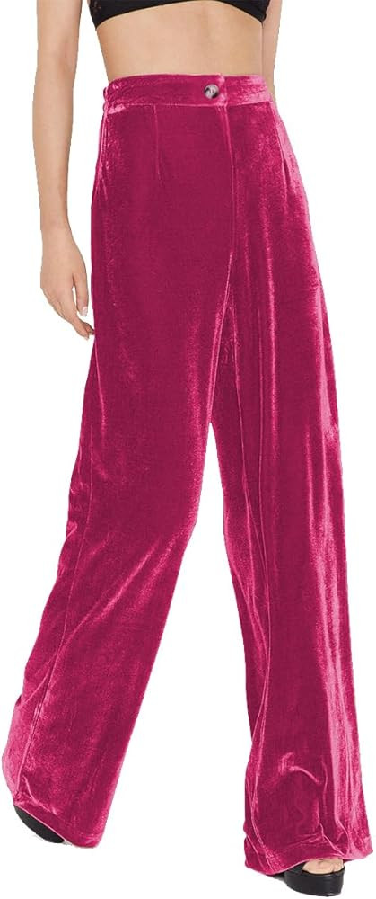 OBEEII Velvet Wide Leg Pants for Women High Waisted Pants Flowy Velvet Pants Casual Fall Winter T... | Amazon (US)