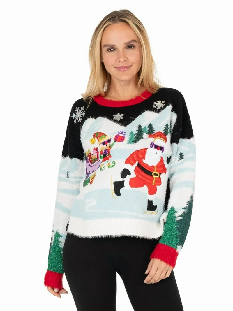 Jollidays Jersey Navideño de Papá Noel de Patinaje sobre Hielo para Mujer Tallas S-XXL | Walmart (US)