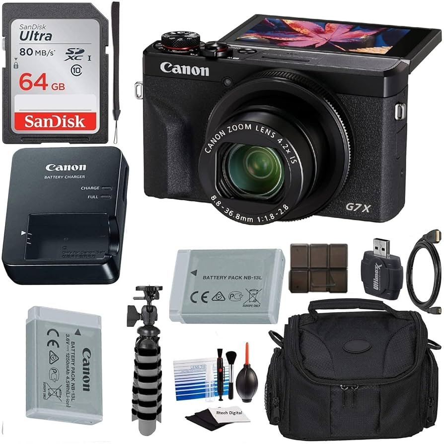 Canon PowerShot G7 X Mark III Digital Camera (Black) with Rtech Digital Bundle - Includes: 64GB S... | Amazon (US)