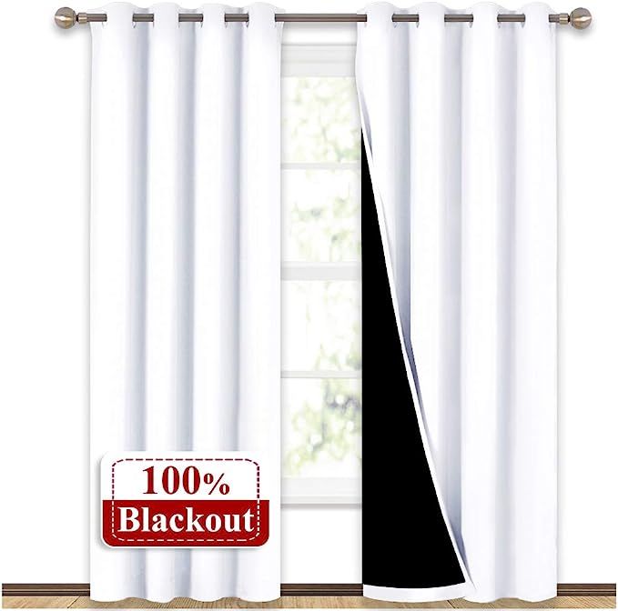 NICETOWN Full Shading Curtains for Windows, Super Heavy-Duty Black Lined Blackout Curtains for Be... | Amazon (US)