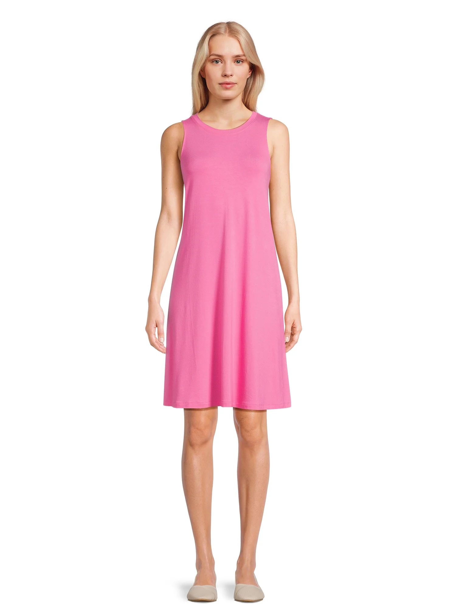 Time and Tru Women's Sleeveless Knit Swing Dress, Sizes XS-XXXL | Walmart (US)