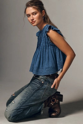 The  Jade Denim Swing Top by Pilcro | Anthropologie (US)