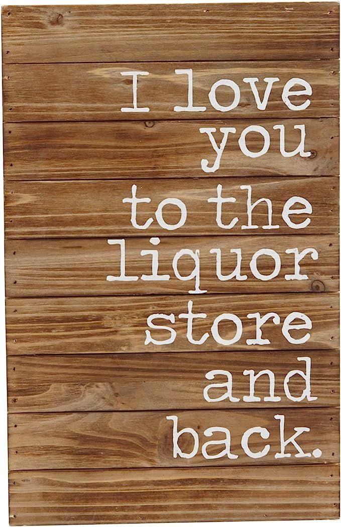 Mud Pie Planked Wood Liquor Store and Back Wall Plaque, Brown | Amazon (US)