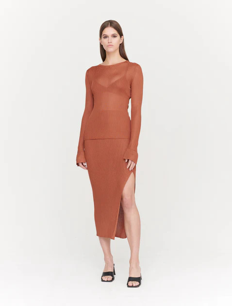 True Knit Viscose Rib Keyhole Top | NinetyPercent
