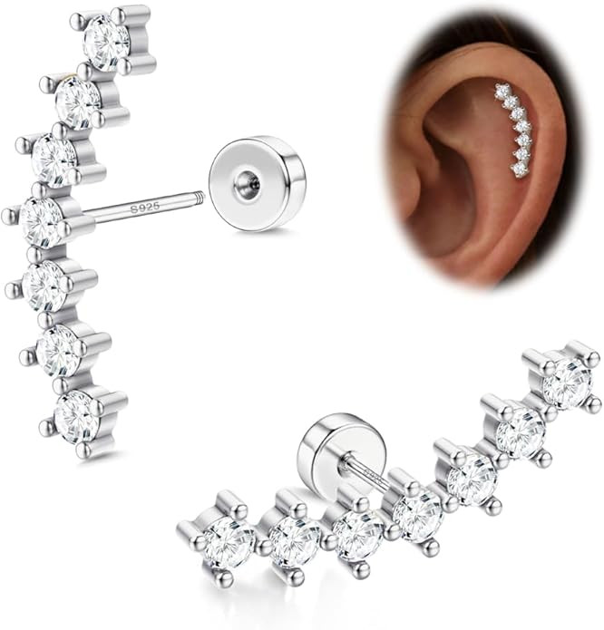 LOYALLOOK 925 Sterling Silver Flat Back Stud Earrings for Women Hypoallergenic | 14K Gold Plated ... | Amazon (US)