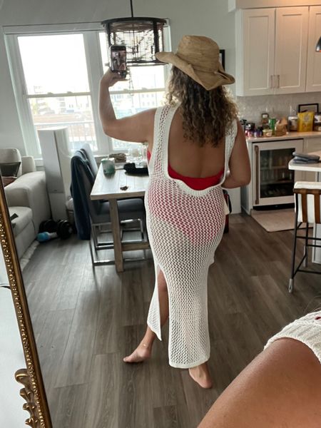 The back on this coverup is so perfect!! 

Crochet swim coverup dress, revolve, Hunza g swim, one piece swim, midsize swimwear, cowboy hat, hat attack, beach outfit, pool outfit, beach vacation, tropical vacation, 

#LTKSeasonal #LTKcurves #LTKswim
