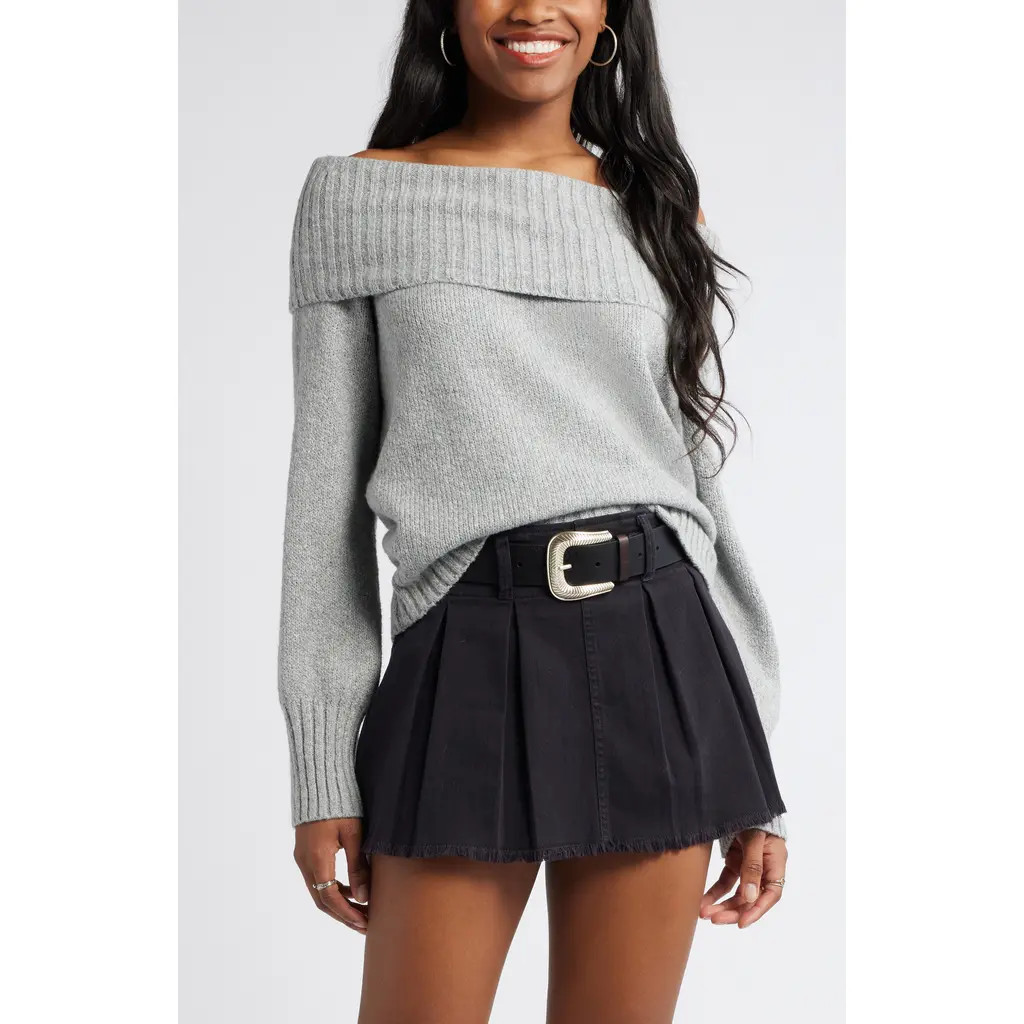 BP. Off the Shoulder Sweater in Grey Heather at Nordstrom, Size Xx-Small | Nordstrom