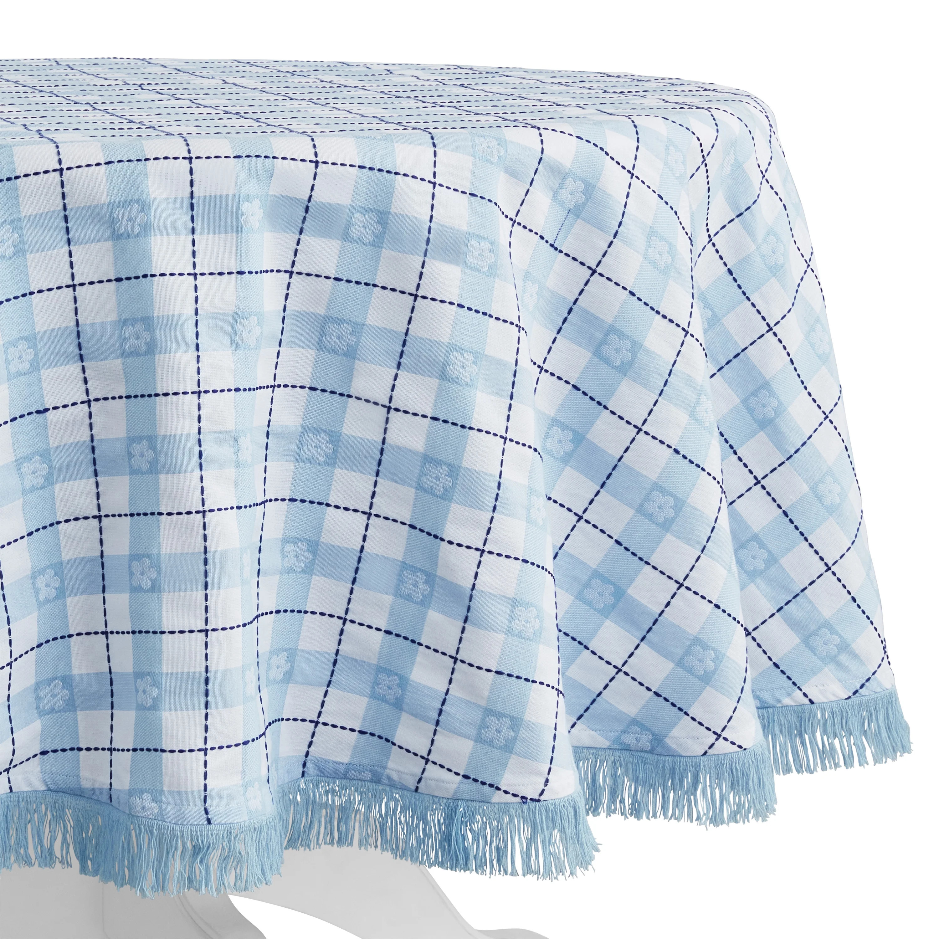 The Pioneer Woman Daisy Woven Fabric Tablecloth, Blue, 70" Round | Walmart (US)