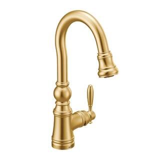 Weymouth Single-Handle Pull-Down Sprayer Bar Faucet in Brushed Gold | The Home Depot