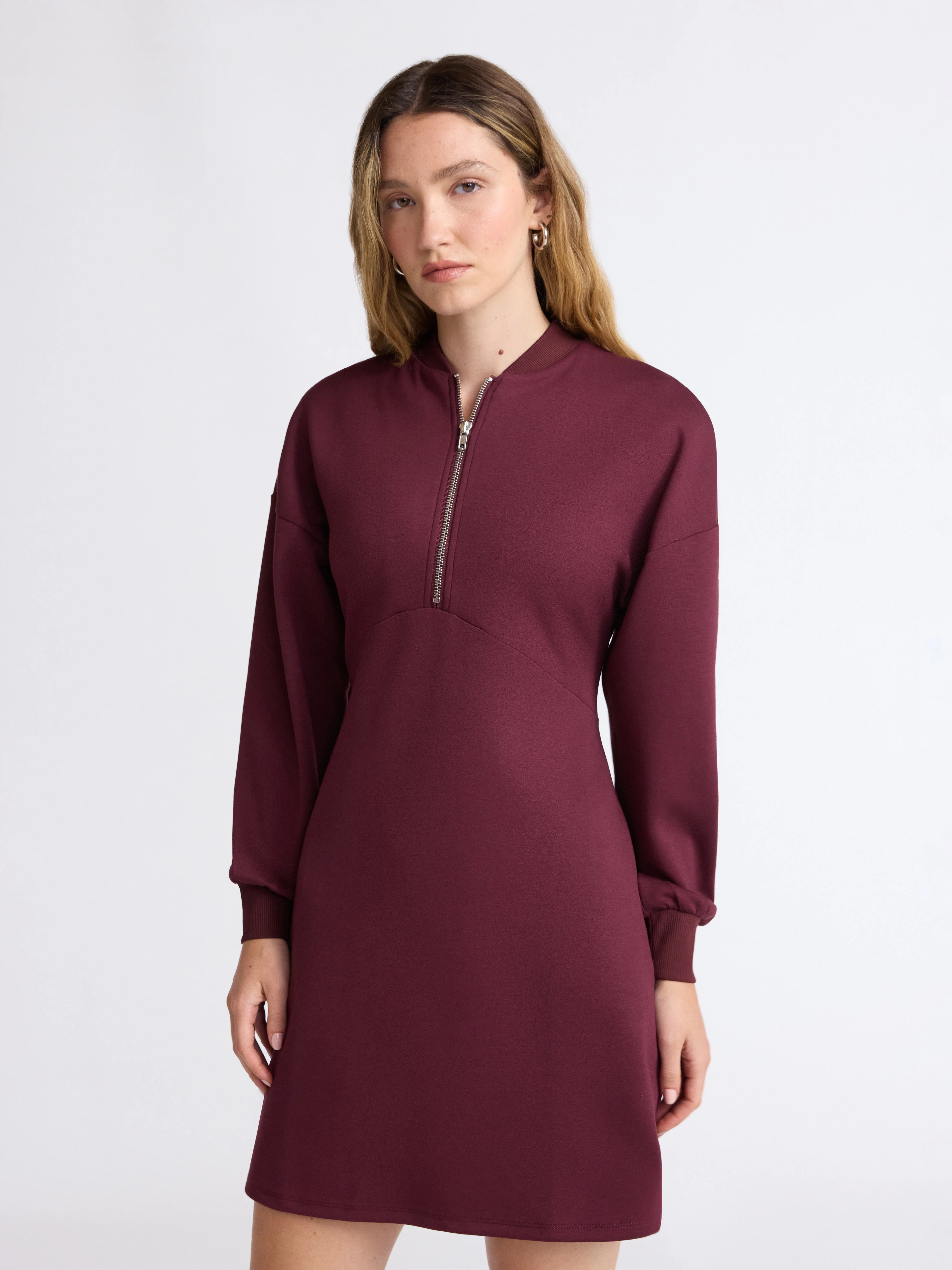 Scoop Women's and Women's Plus New Scubaknit Zip Front Mini Dress, Sizes XS-4X | Walmart (US)
