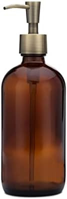 Rail19 Market Amber Glass Soap Dispenser with Metal Pump - Liquid Hand Soap & Lotion for Kitchen and | Amazon (US)
