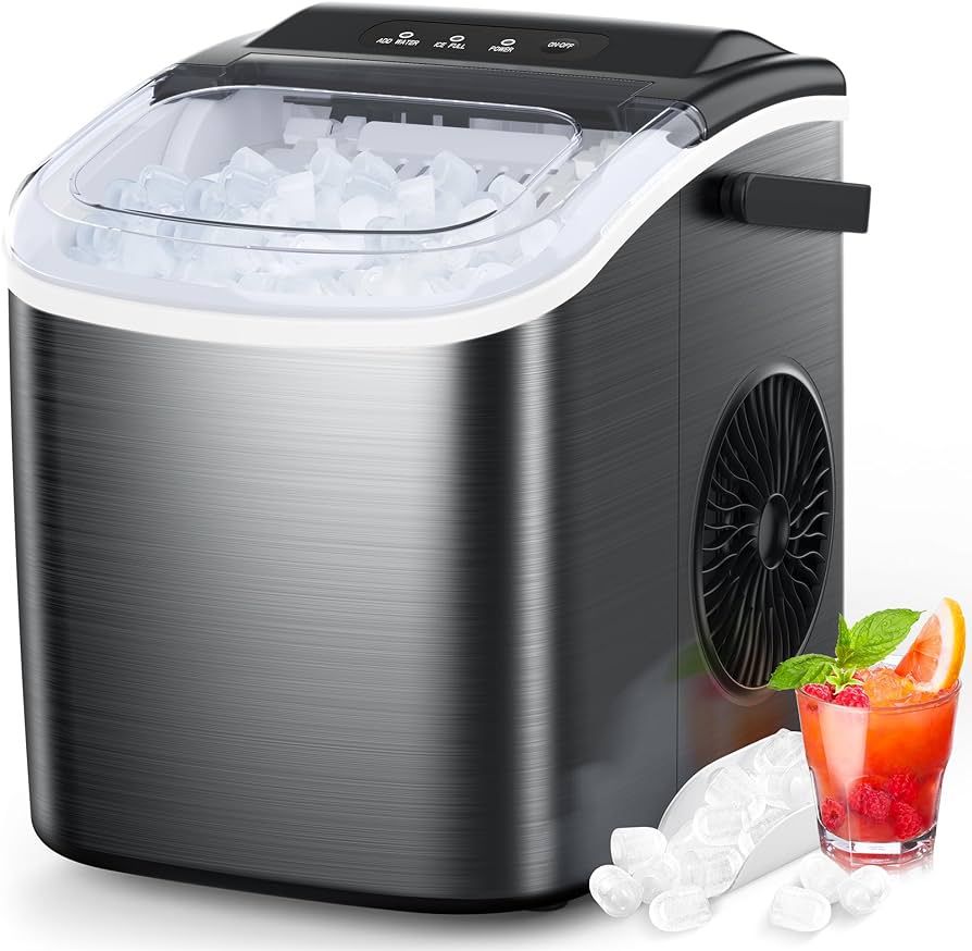 COWSAR Ice Maker Countertop, Stainless Steel Ice Maker Machine with Self-Cleaning, 26.5lbs/24Hrs,... | Amazon (US)