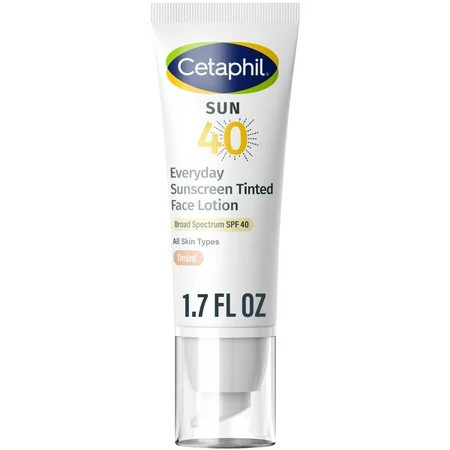 Cetaphil Sunscreen Tinted 100% Mineral Broad-Spectrum Face Lotion SPF 40, Titanium Dioxide and Zinc Oxide, Travel Size, 1.7 fl oz | Walmart (US)