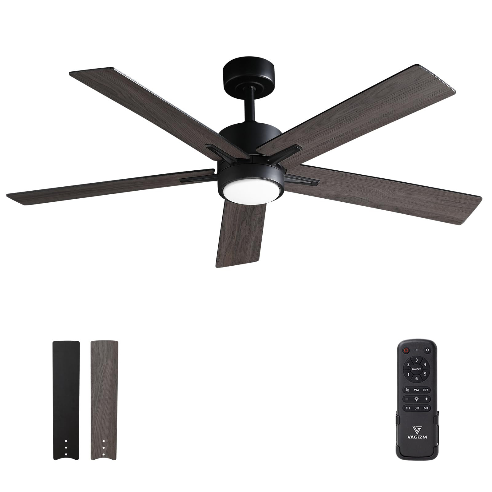 Ceiling Fan with Light Remote: 52 Inch Modern Bedroom Fans with Dimmable Tri-Color Temperature LE... | Amazon (US)