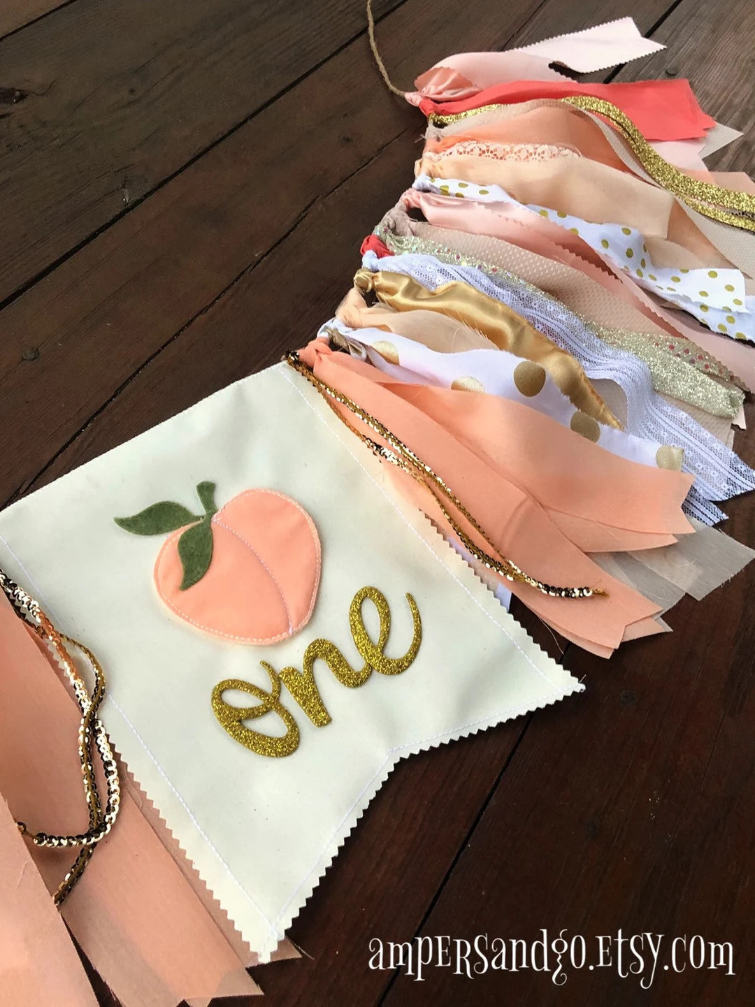 Sweet as a Peach Birthday Banner One Little Peach Highchair First Birthday Rag Garland Sweet Peac... | Etsy (US)