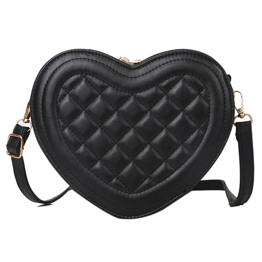 Yucurem Classic Rhombic Pattern Heart Shaped Shoulder Bag, Women Pure Color PU Crossbody Handbag ... | Walmart (US)