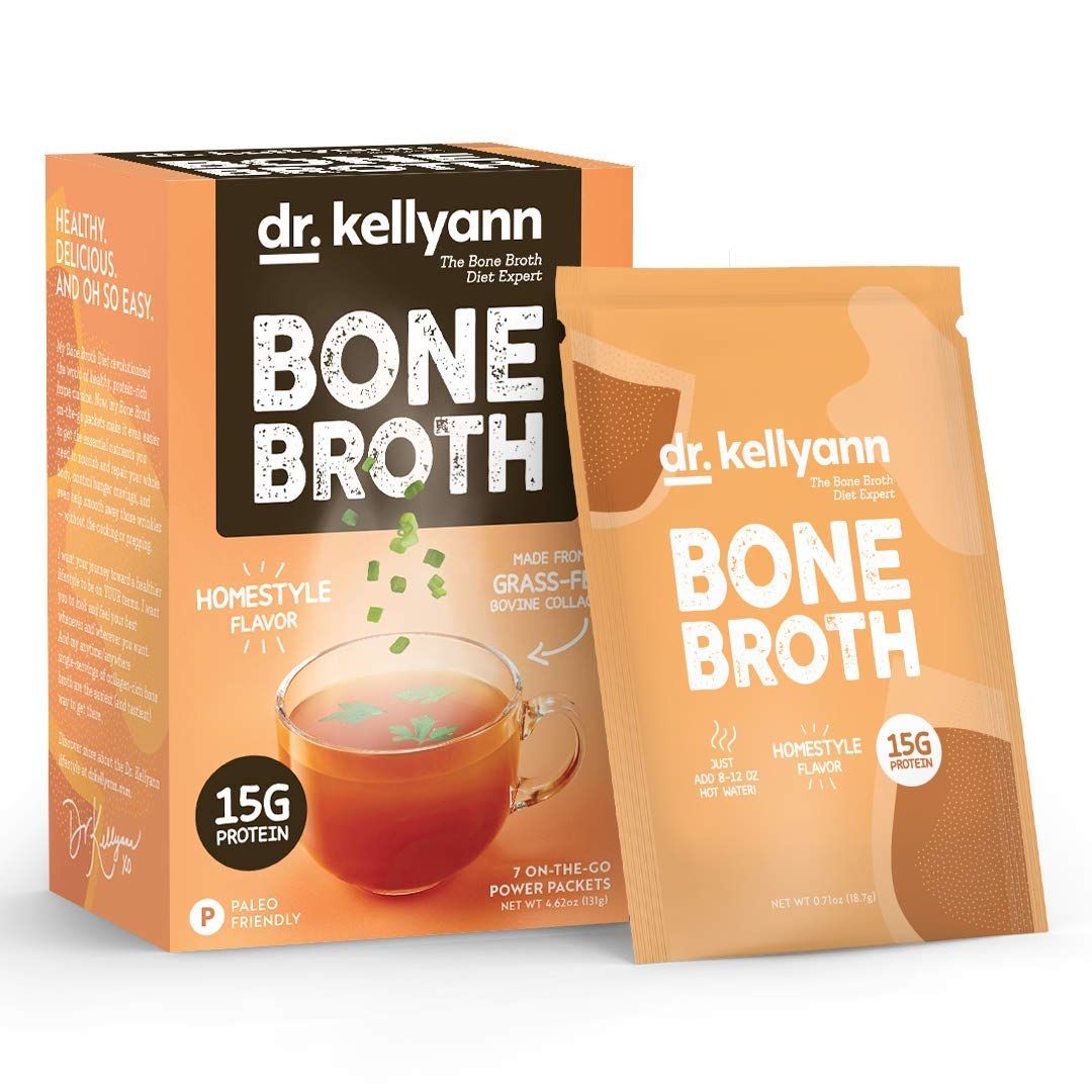 Dr. Kellyann Bone Broth Collagen Powder Packets (7 Servings, 1 Box), 100% Grass-Fed Hydrolyzed Co... | Amazon (US)